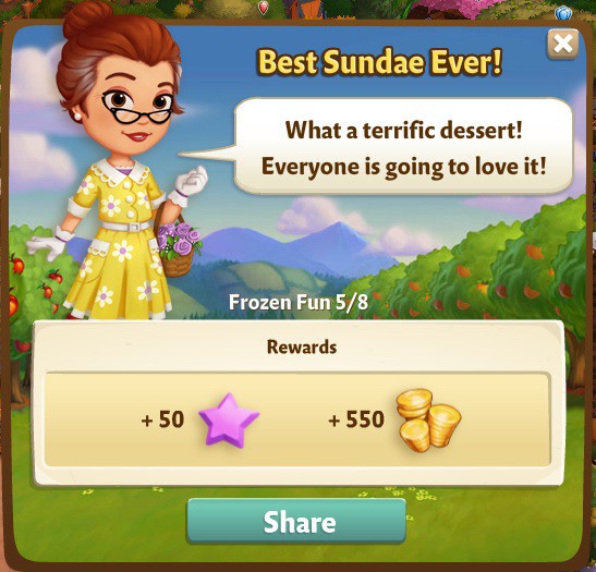 farmville 2 frozen fun: today it's sundae part 5 of 8 rewards, bonus